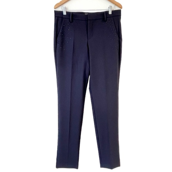 Zadig & Voltaire Prune Strass Rain Women's Navy Tailored Pants With Rhinestones - Picture 2 of 15